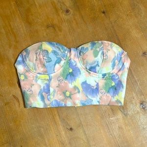 Revolve Superdown Cropped Corset Top in a Floral Print